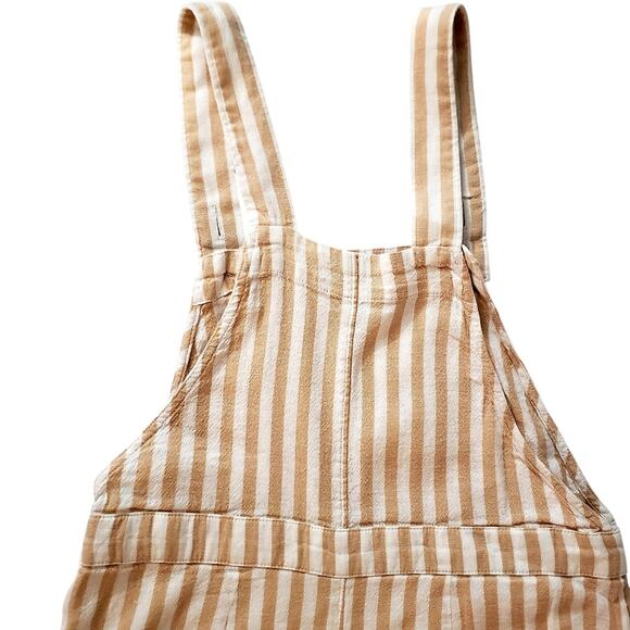 Hollister Linen white cream blend striped short overalls sz  xs - Picture 2 of 10